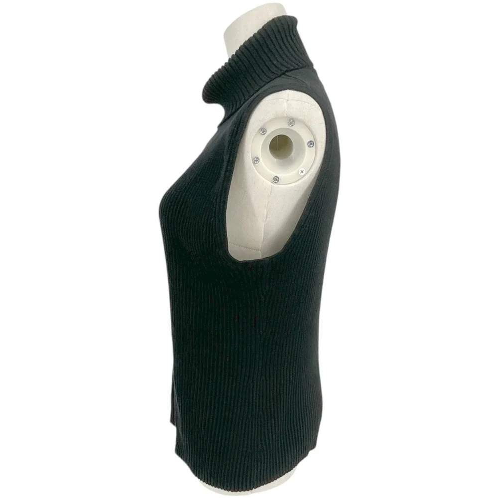 Chicos Black Ribbed‎ Sleeveless Turtleneck Silk Blend Sweater Top Womens Sz 1 Sm